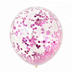 Baloane transparente jumbo din latex cu confetti Roz 45 cm