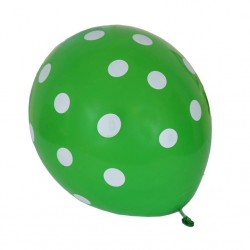 Baloane verzi din latex cu buline albe, 30 cm, 1buc.