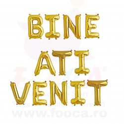 SET 12 Baloane Folie "BINE ATI VENIT", 35cm FooCA, Auriu alte Combinatii