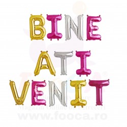 SET 12 Baloane Folie "BINE ATI VENIT", 35cm FooCA, Roz si Diverse...
