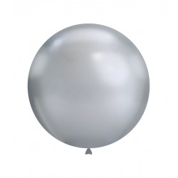 Balon latex Jumbo Argintiu Cromat pentru decor, 80 cm, GC30 89