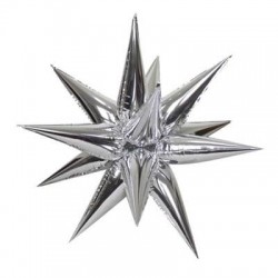 Balon folie Stea 4D - Magic Star, Argintiu, 100 cm, FooCA