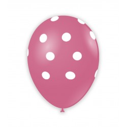 Baloane roz din latex cu buline albe, 30 cm, Rocca Fun Factory