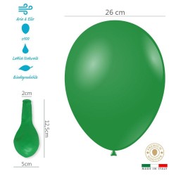 Baloane Latex Standard Verde 26 cm,  Rocca Fun Factory, G90 013