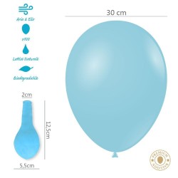 Baloane Latex Standard Albastru Baby Blue 30 cm,  Rocca Fun Factory,...
