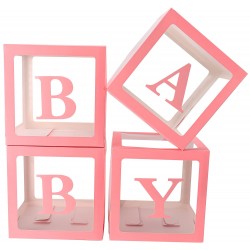 Cuburi BABY Roz Pudrat din carton pentru baloane, FooCA