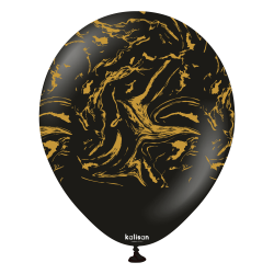 Balon Latex Negru Inscriptionat cu auriu, Nebula Print 30 cm, Kalisan