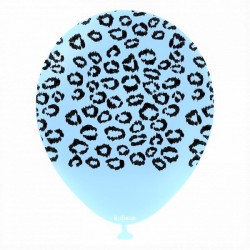 Balon latex Albastru Macarons inscriptionat cu pete negre de leopard,...
