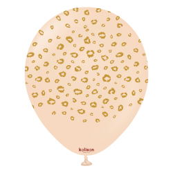 Balon latex Blush inscriptionat cu pete aurii de leopard,  30cm, Kalisan