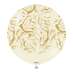 Balon Latex White Sand Inscriptionat cu auriu, Nebula Print 61 cm, Kalisan