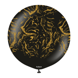 Balon Latex Negru Inscriptionat cu auriu, Nebula Print 61 cm, Kalisan
