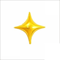 Balon MINI Folie in forma de Stea in 4 Colturi, Auriu - 25 cm, FooCA