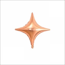 Balon MINI Folie in forma de Stea in 4 Colturi, Rose Gold, 25 cm, FooCA
