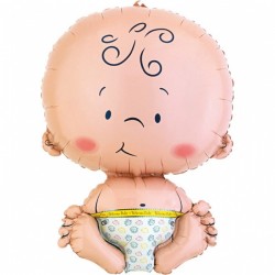 Balon figurina folie Bebelus, Welcome Baby Botez Baietel, 60x41cm